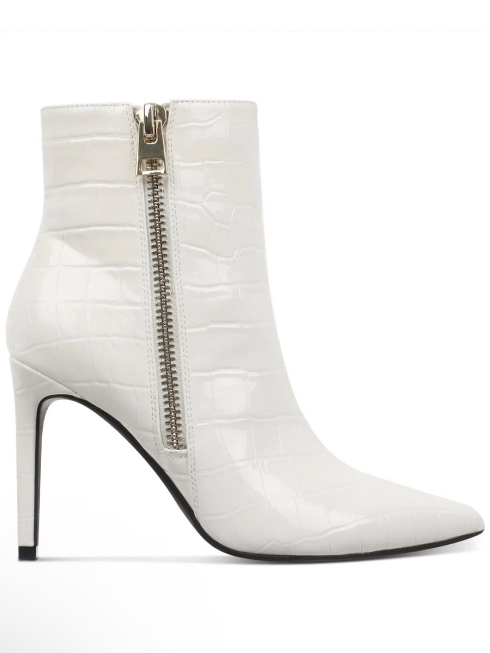 •I.N.C.• “Sarishaa” Zipper Stiletto Heel Dress Booties - White Croc >> NIB